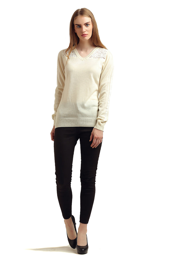 V Neck Lace Top - MODA ELEMENTI
