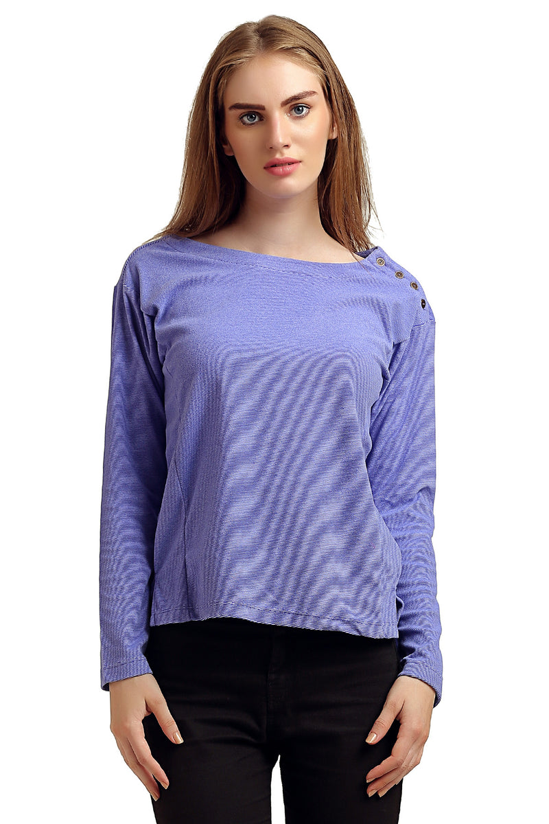 Solid Boat Neck Full Sleeve Top - MODA ELEMENTI