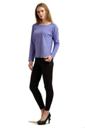Solid Boat Neck Full Sleeve Top - MODA ELEMENTI