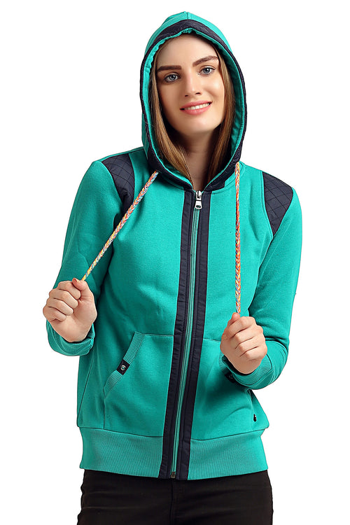 Plain Front Zipper Hooded Sweatshirt - MODA ELEMENTI