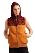 Front Zipper Sleeveless Hooded Sweatshirt - MODA ELEMENTI