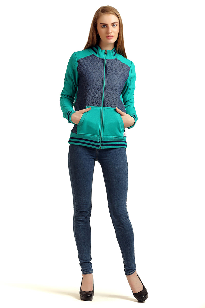 Full Sleeve Zipper Mix Sweatshirt - MODA ELEMENTI