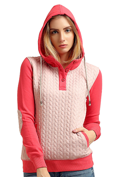 Full Sleeve Neck Buttoned Hooded Sweatshirt - MODA ELEMENTI