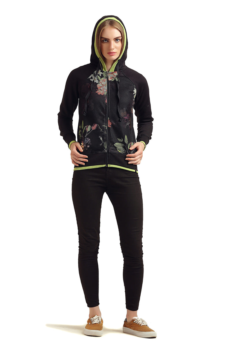 Full Sleeve Pattern Hooded Sweatshirt - MODA ELEMENTI