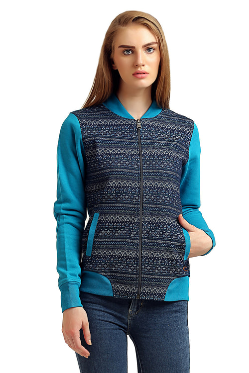 Printed Full Sleeve Zipper Sweatshirt - MODA ELEMENTI