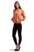 Orange Printed Warm Winter Sweatshirt - MODA ELEMENTI