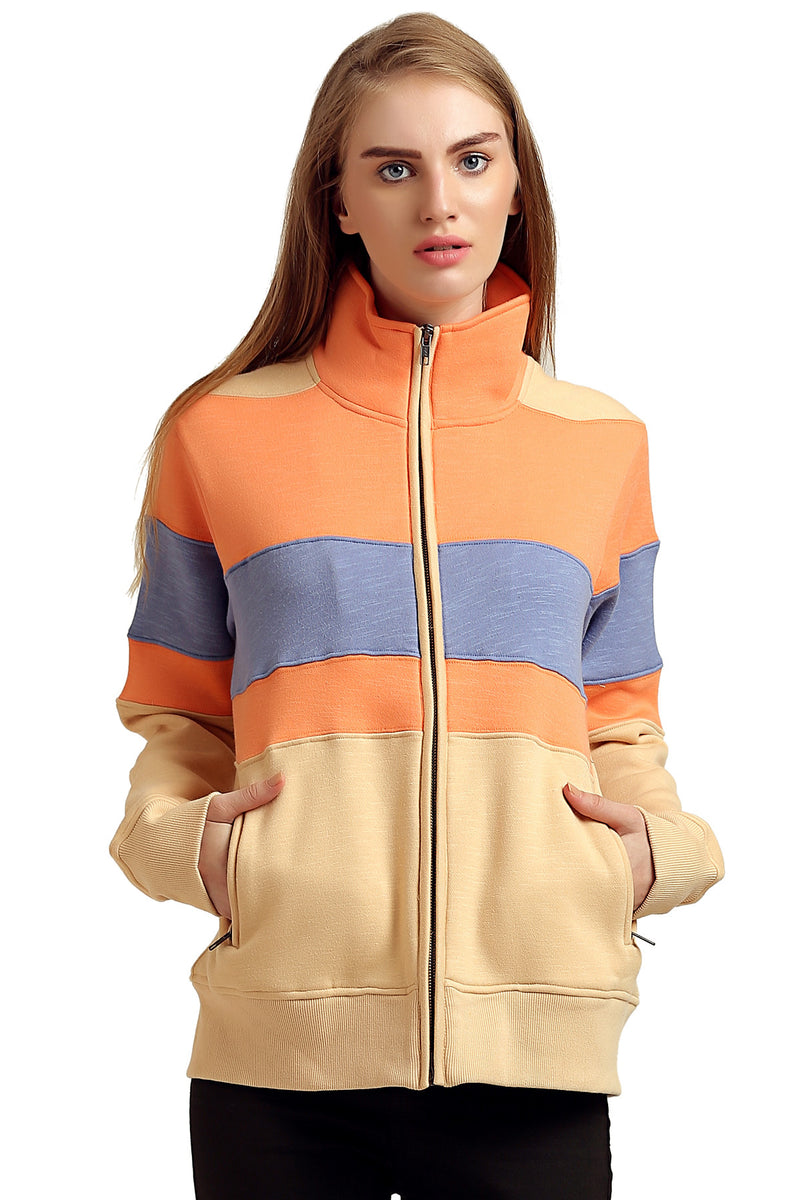 Block Striped Full Zipper Sweatshirt - MODA ELEMENTI