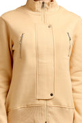 Solid Front Zipper Panel Sweatshirt - MODA ELEMENTI