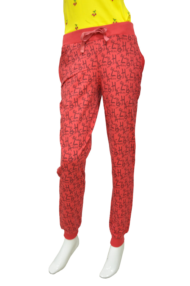 Red printed womens track pant