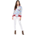 Birds Printed Zipper Sweatshirt - MODA ELEMENTI