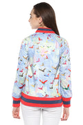 Birds Printed Zipper Sweatshirt - MODA ELEMENTI