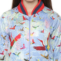 Birds Printed Zipper Sweatshirt - MODA ELEMENTI