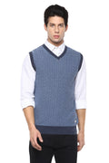 Axmann V Neck Self Designed Sleeveless Sweater - MODA ELEMENTI