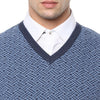 Axmann V Neck Self Designed Sleeveless Sweater - MODA ELEMENTI