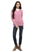 Blossom Pink Self Designed Buttoned Cardigan - MODA ELEMENTI
