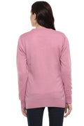 Blossom Pink Self Designed Buttoned Cardigan - MODA ELEMENTI