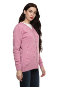 Blossom Pink Self Designed Buttoned Cardigan - MODA ELEMENTI