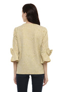 Bell Sleeve Self Design Round Neck Winter Top - MODA ELEMENTI