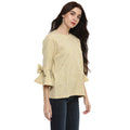 Bell Sleeve Self Design Round Neck Winter Top - MODA ELEMENTI