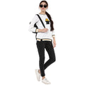 Off White Round Neck Patch Winter Top - MODA ELEMENTI