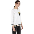 Off White Round Neck Patch Winter Top - MODA ELEMENTI