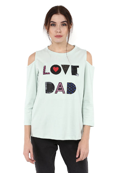 Love Dad Round Neck Cold Shoulder Winter Top - MODA ELEMENTI