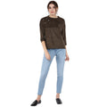 Round Neck Suede Design Winter Top - MODA ELEMENTI