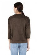 Round Neck Suede Design Winter Top - MODA ELEMENTI