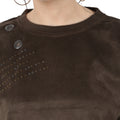 Round Neck Suede Design Winter Top - MODA ELEMENTI