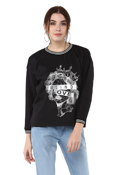 Blind Love Printed Round Neck Winter Top - MODA ELEMENTI