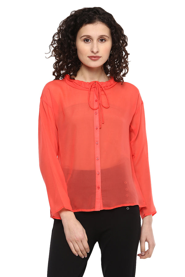 Front Tie Shirt Style Top - MODA ELEMENTI
