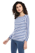 Striped Boat Neck Casual Top - MODA ELEMENTI