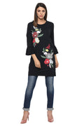 Embroidered Bell Sleeve Tunic - MODA ELEMENTI