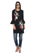 Embroidered Bell Sleeve Tunic - MODA ELEMENTI