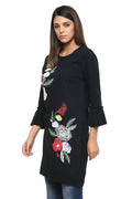 Embroidered Bell Sleeve Tunic - MODA ELEMENTI