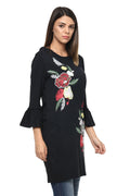 Embroidered Bell Sleeve Tunic - MODA ELEMENTI