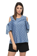 Denim Cold Shoulder Top - MODA ELEMENTI