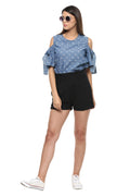 Denim Cold Shoulder Top - MODA ELEMENTI