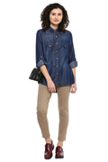 Denim Self Designed Casual Shirt - MODA ELEMENTI