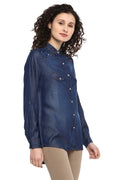 Denim Self Designed Casual Shirt - MODA ELEMENTI