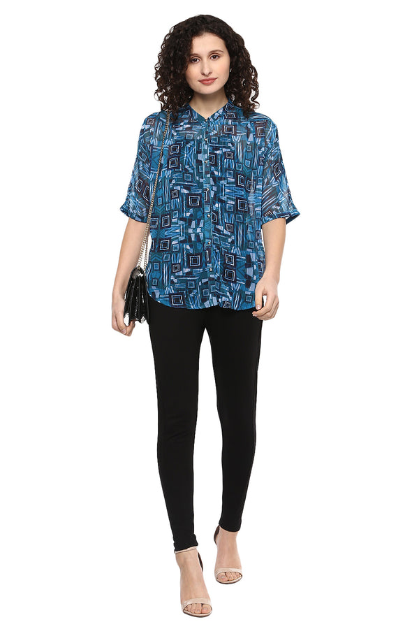Deep Lake Printed Casual Shirt - MODA ELEMENTI
