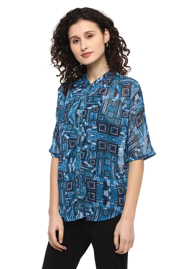 Deep Lake Printed Casual Shirt - MODA ELEMENTI