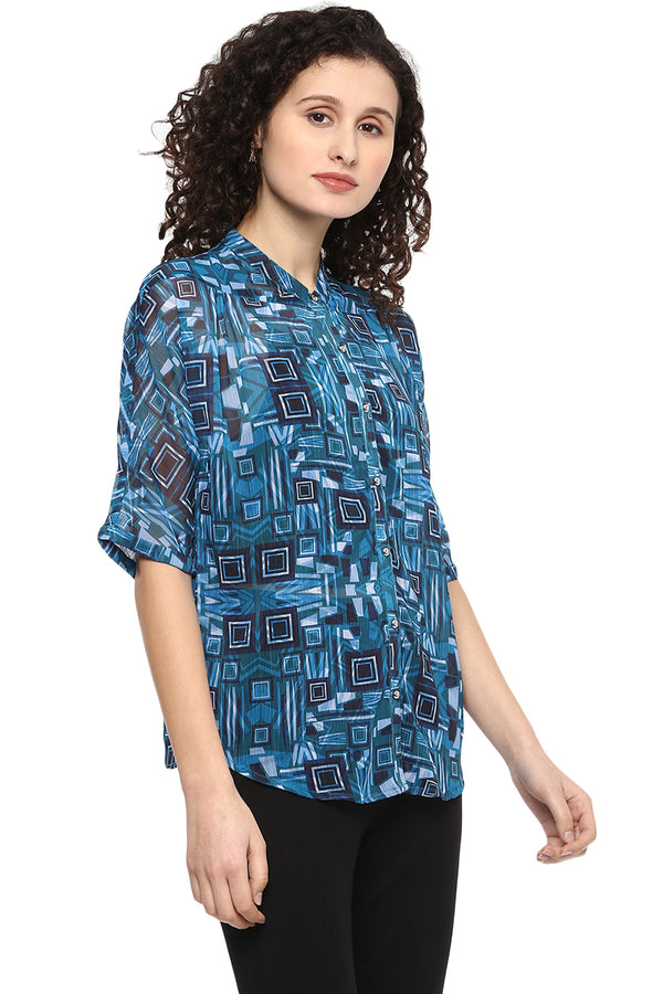 Deep Lake Printed Casual Shirt - MODA ELEMENTI