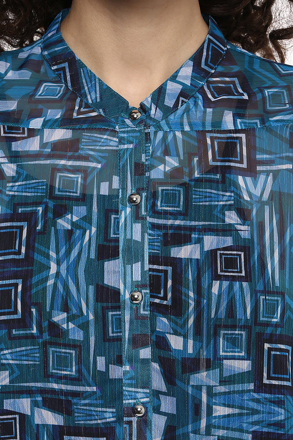 Deep Lake Printed Casual Shirt - MODA ELEMENTI