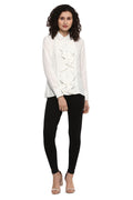 Front Ruffle Solid Casual Shirt - MODA ELEMENTI