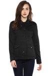 Black Solid Buttoned Cotton Jacket - MODA ELEMENTI