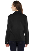 Black Solid Buttoned Cotton Jacket - MODA ELEMENTI