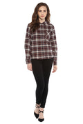 Meow Embroidered Checkered Winter Shirt - MODA ELEMENTI