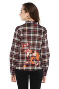 Meow Embroidered Checkered Winter Shirt - MODA ELEMENTI