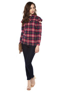 Checkered Cold Shoulder Winter Shirt - MODA ELEMENTI